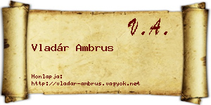 Vladár Ambrus névjegykártya